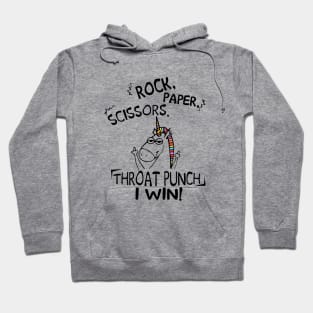 Rock Paper Scissor Throat Punch I Win Unicorn Hoodie